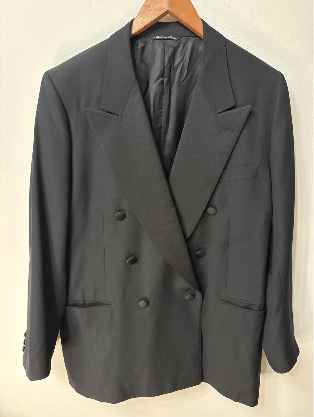 Canali Milano Cedrics Black Double Breasted Tuxedo Jacket 42R Italy EU 52